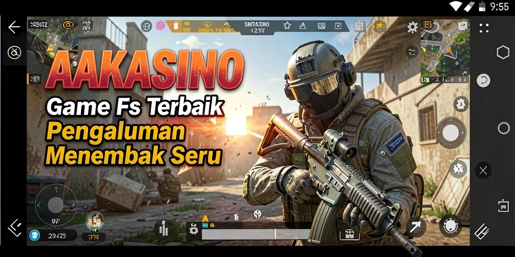 Screenshot AAKASINO menampilkan aksi seru dalam permainan FPS.