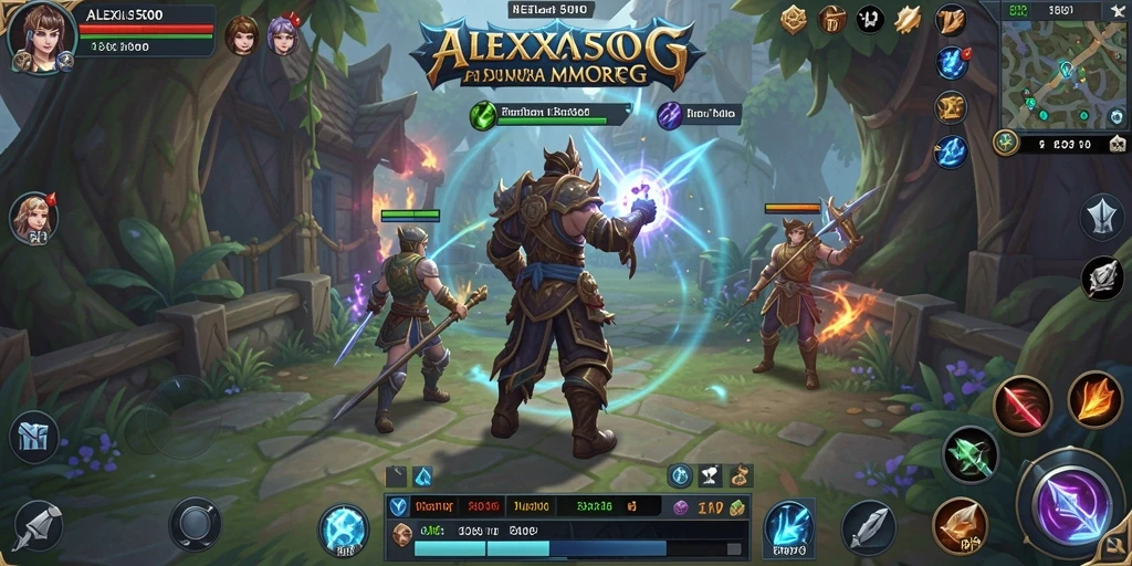 Screenshot ALEXIS500 menampilkan aksi seru dalam pertempuran MMORPG.