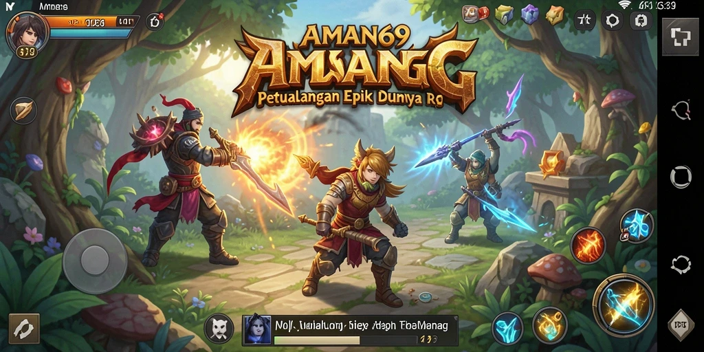 Tangkapan layar AMAN69 menampilkan aksi pertarungan yang intens dalam dunia RPG.