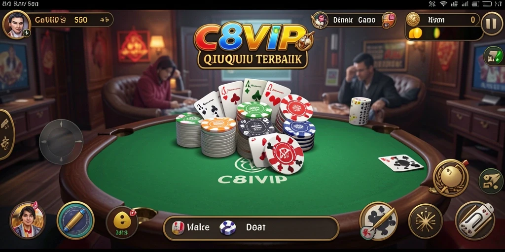 Screenshot C8VIP menunjukkan gameplay QiuQiu yang seru.