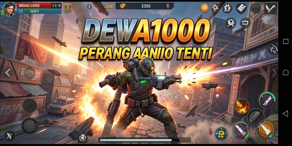 Tampilan intens dari gameplay laga DEWA1000 yang menegangkan.