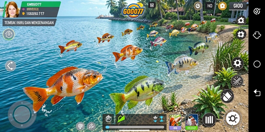 Gameplay menarik dari GOGO77 dengan ikan berwarna-warni.