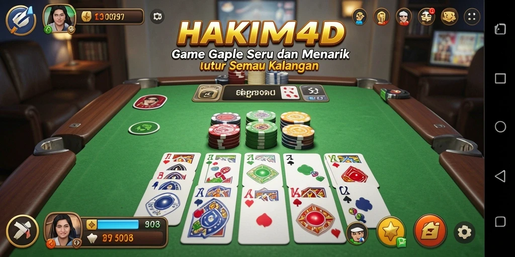Tampilan gameplay HAKIM4D dengan suasana Gaple yang seru.