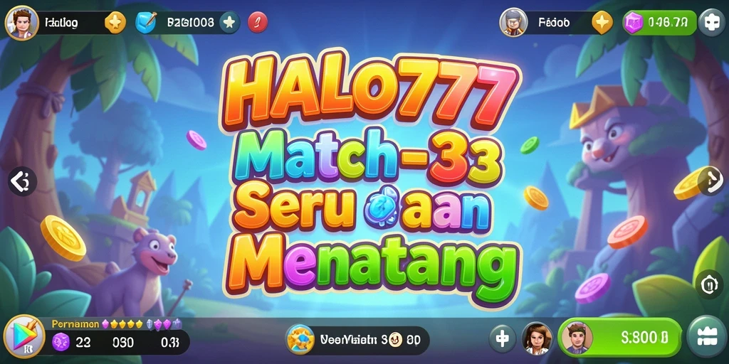 Tampilan gameplay seru HALO777 dengan tantangan Match-3 yang menarik.