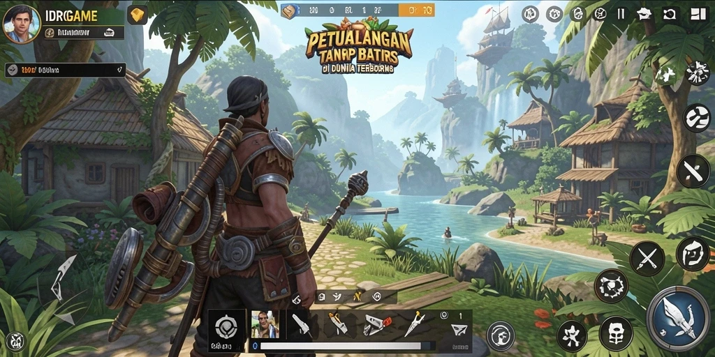 Screenshot gameplay IDRGAME yang menunjukkan petualangan di dunia terbuka.