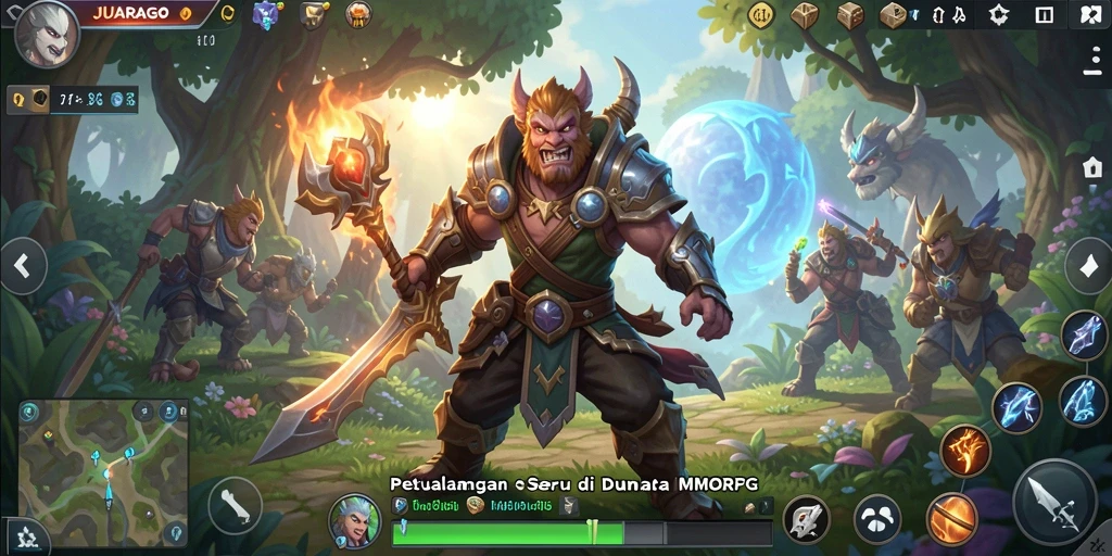 Tampilan gameplay JUARAGO yang penuh aksi dalam dunia MMORPG.