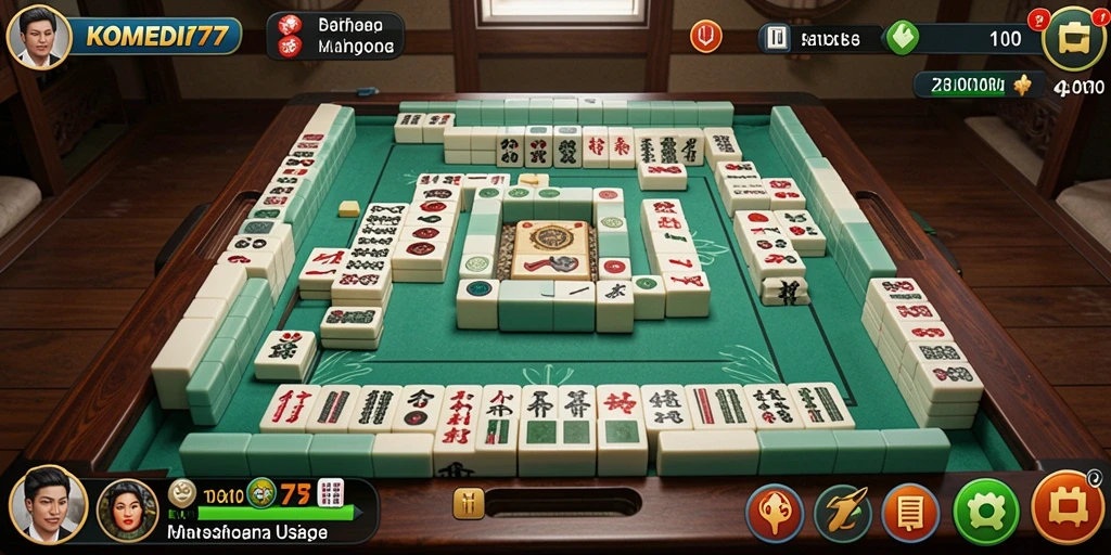 Screenshot gameplay seru KOMEDI77 menampilkan tantangan Mahjong yang mendebarkan.