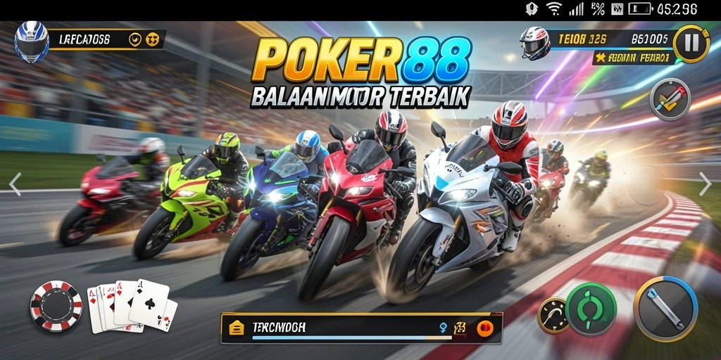 Gameplay mendebarkan di POKER88 dengan balapan motor yang intens.