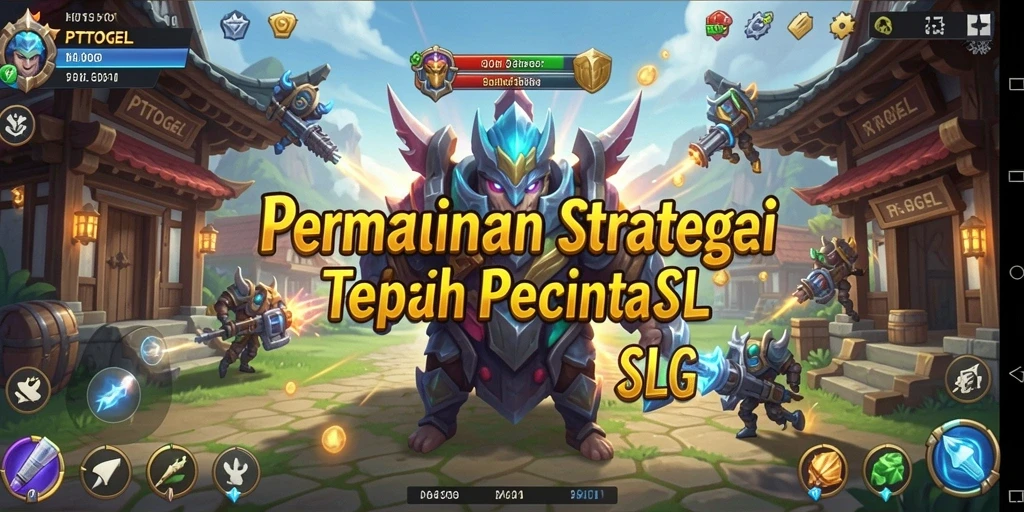Screenshot menunjukkan pertempuran epik dalam game SLG.