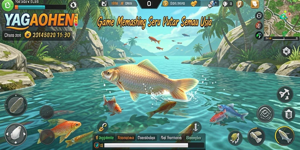 Tampilan gameplay YAGAOHEN saat memancing di lokasi eksotis.
